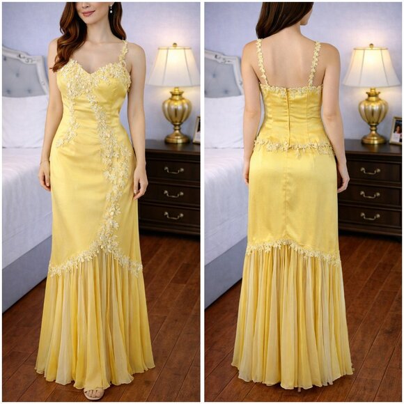 Jovani Dresses & Skirts - Jovani Y2K Yellow Lace Two PIece Formal Gown $395